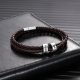 Men Braided Brown Leather Bracelet with Custom Beads
