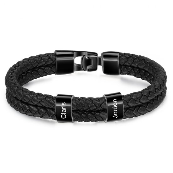 black bracelet with custom beads 