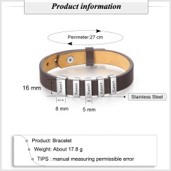 Engraved men's bracelet - brown leather Engraved men's bracelet - brown leather