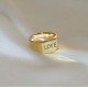 engraved rectangle ring - 18k gold plated 