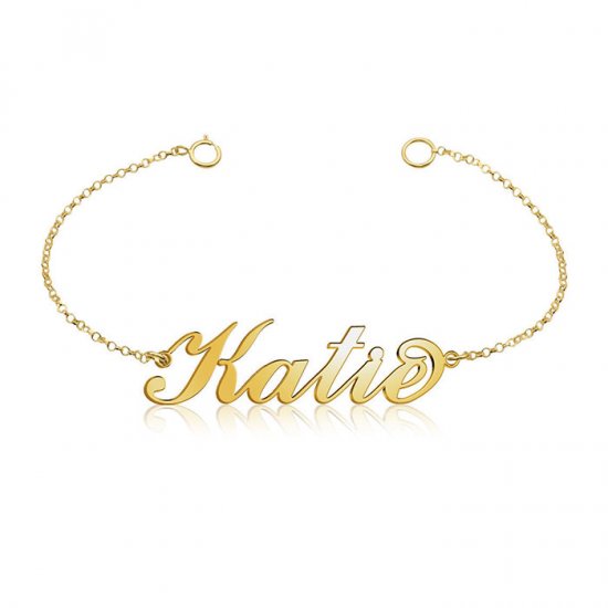 name bracelet in gold plated sterling silver