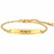18K Gold Plated Engraved Bar Bracelet With Heart