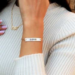 Engraved bar bracelet - 18k gold plated silver 