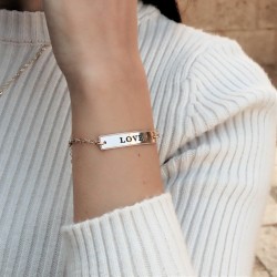 Engraved bar bracelet - 18k gold plated silver 