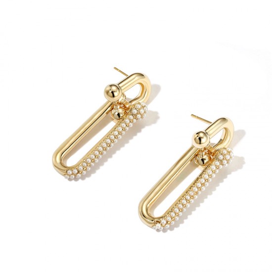 Double Link Pearl Earrings
