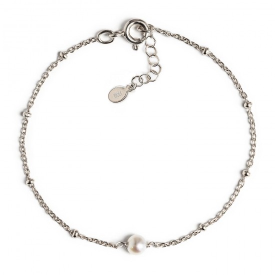 Single pearl bracelet in sterling silver