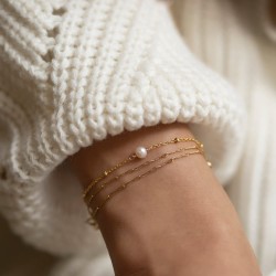 Single pearl bracelet in sterling silver