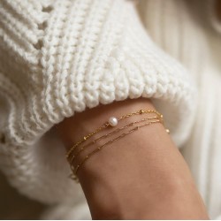 Single pearl bracelet in sterling silver