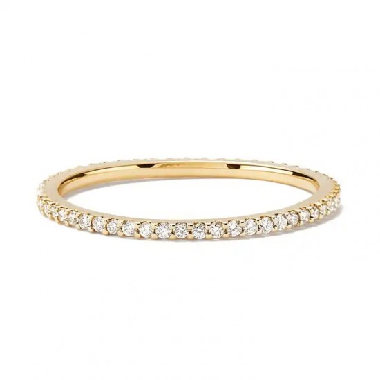 Thin CZ Eternity ring in gold plated silver