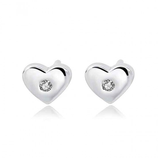 925 sterling silver heart shape stud earrings with cubic zirconia