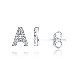 Initial Letter stud earrings in sterling silver & cubic zirconia Initial Letter stud earrings in sterling silver & cubic zirconia