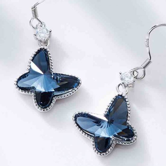 silver butterfly earrings with crystals from swarovski