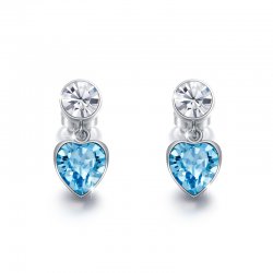 heart shaped drop earrings with blue crystals from swarovski