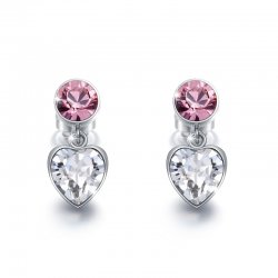 heart shaped drop earrings with pink crystals from swarovski