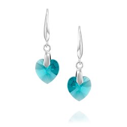heart shaped swarovski earrings - blue zircon  heart shaped swarovski earrings - blue zircon