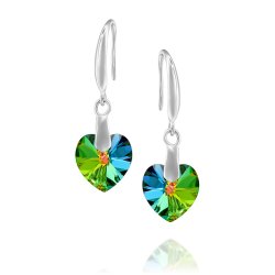 heart shaped swarovski earrings -multicolored green  heart shaped swarovski earrings -multicolored green