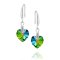 heart shaped swarovski earrings -multicolored green 