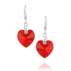 heart shaped swarovski earrings - Light Siam heart shaped swarovski earrings - Light Siam