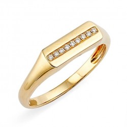Sterling silver signet ring with a row of zircon stones Sterling silver signet ring with a row of zircon stones