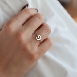 initial letter ring in sterling silver  initial letter ring in sterling silver