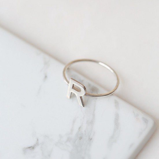initial letter ring in sterling silver 