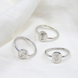 Birth month flower ring in sterling silver