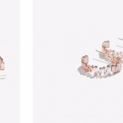 rose gold plated hoop earring with cubic zirconia