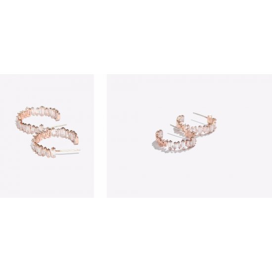 rose gold plated hoop earring with cubic zirconia