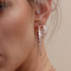 rose gold plated hoop earring with cubic zirconia rose gold plated hoop earring with cubic zirconia
