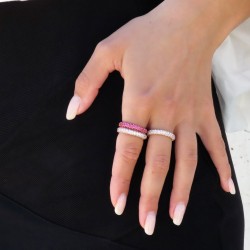 gold zirconia ring - light pink