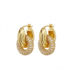 Double circle hoop earrings with zircon gemstones  Double circle hoop earrings with zircon gemstones