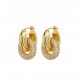 Double circle hoop earrings with zircon gemstones 