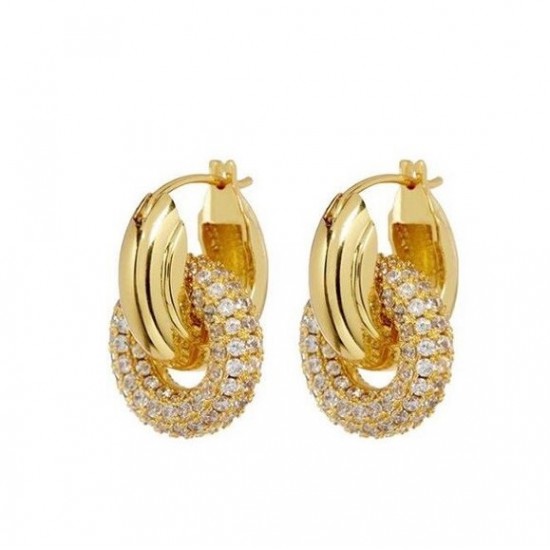 Double circle hoop earrings with zircon gemstones Double circle hoop earrings with zircon gemstones