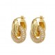 Double circle hoop earrings with zircon gemstones Double circle hoop earrings with zircon gemstones