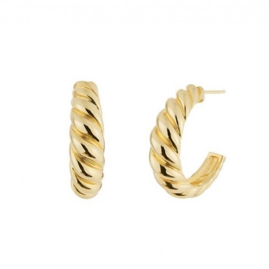 Gold Plated Twisted Hoop Earrings