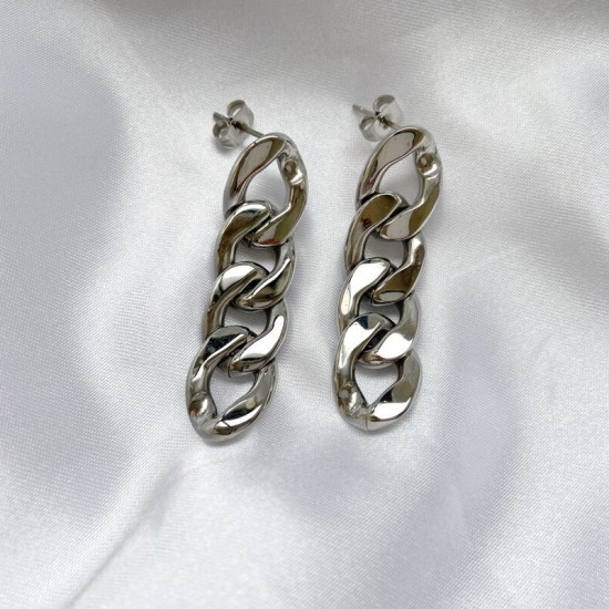 Cuban chain drop stud earrings 18k gold plated