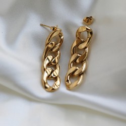 Cuban chain drop stud earrings 18k gold plated Cuban chain drop stud earrings 18k gold plated