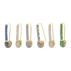 Colorful cz safety pin earrings Colorful cz safety pin earrings