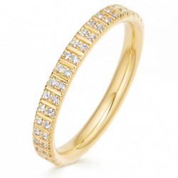 Double eternity ring 18k gold plated silver and two rows of zircon stones Double eternity ring 18k gold plated silver and two rows of zircon stones