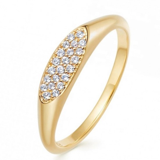 Oval ring 18k gold plated silver and cz stones
