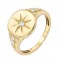Star signet ring - 18k gold plated silver and zircon stones