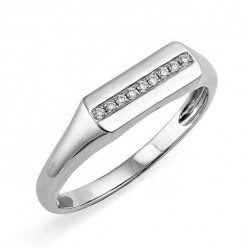 Gold signet ring with a row of zircon stones Gold signet ring with a row of zircon stones