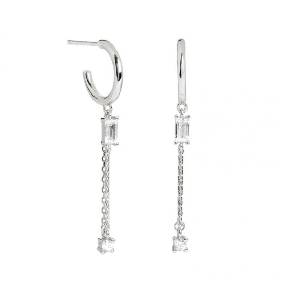 Sterling silver drop earrings with cubic zirconia