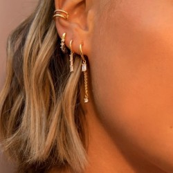 Drop earrings with cubic zirconia in 18k gold plated silver 