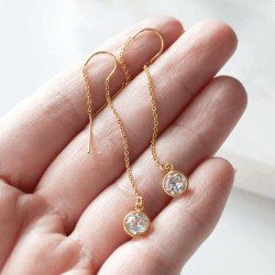 14k Gold filled drop earrings with zircon stone