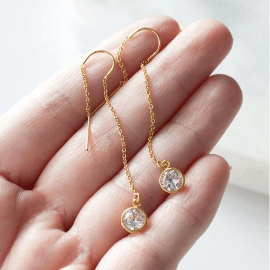14k Gold filled drop earrings with zircon stone