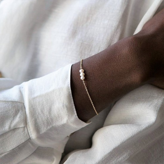 Gold filled natural freshwater pearls bracelet