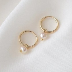 Pearl hoop earrings in 14k gold filled 