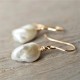 Handmade drop earrings 14k gold filled and natural baroque pearl