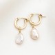 14K Gold filled handmade hoop earrings with natural baroque pearl